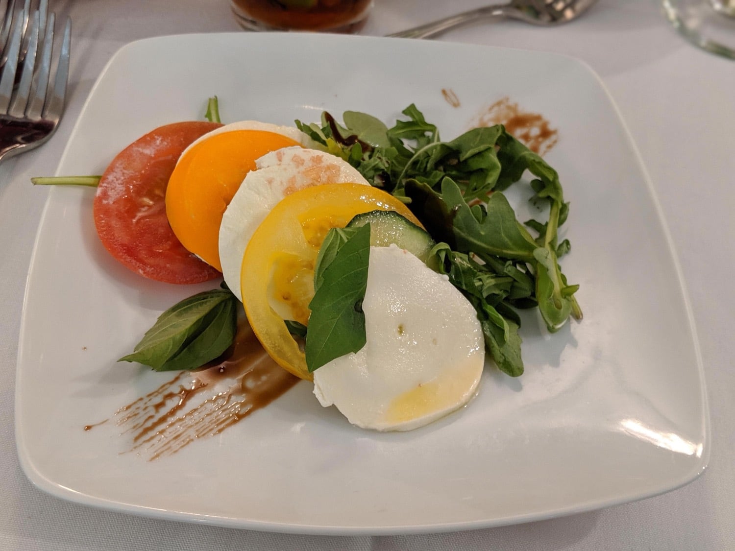 Plated salad as part of a wedding meal